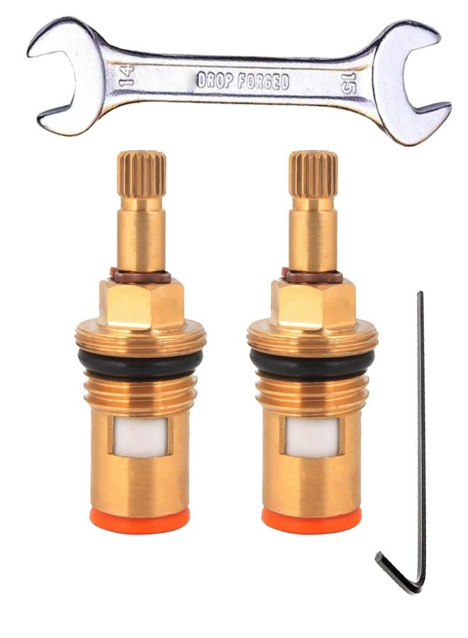 Aitchcy 15mm Brass Ceramic Disc Quarter Turn Cartridge | Brass Spindle for Hot & Cold Water Taps | Compatible with bib tap, sink cock, wall Mixer, two way tap (2 Pc with Spanner) - Image 1